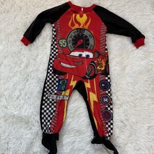 Vintage Disney Cars Lightning McQueen One Piece Character Pajamas Zip Up 2T